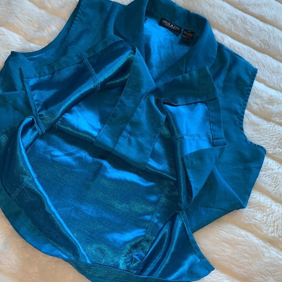 DKR & Co turquoise sleeveless button down vest shirt top S - Picture 6 of 10